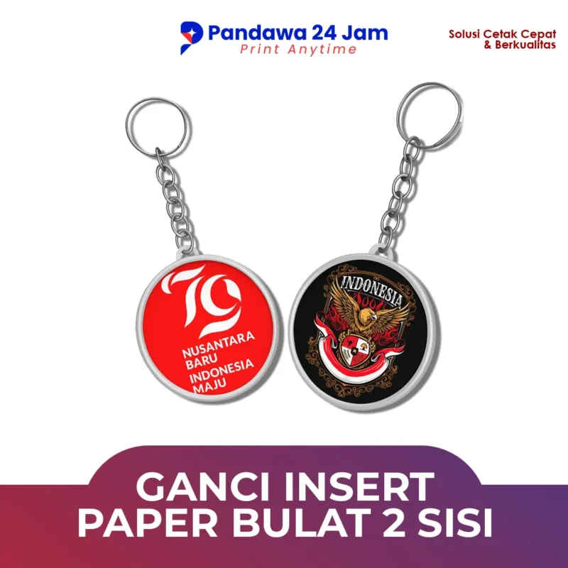 Gantungan Kunci Insert Paper Bulat 2 Sisi