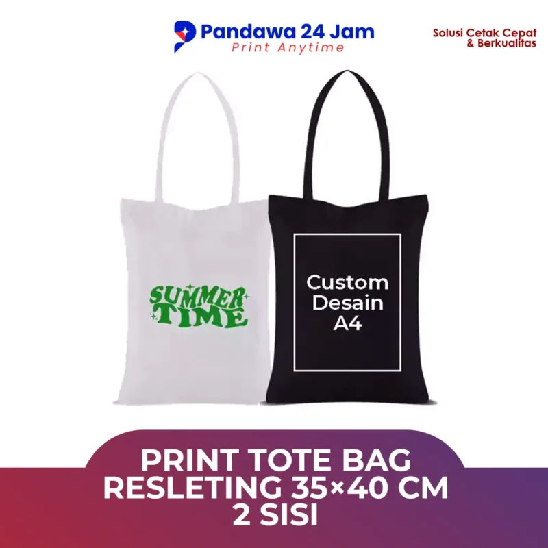 Print Tote Bag Resleting 35×40 cm 2 Sisi