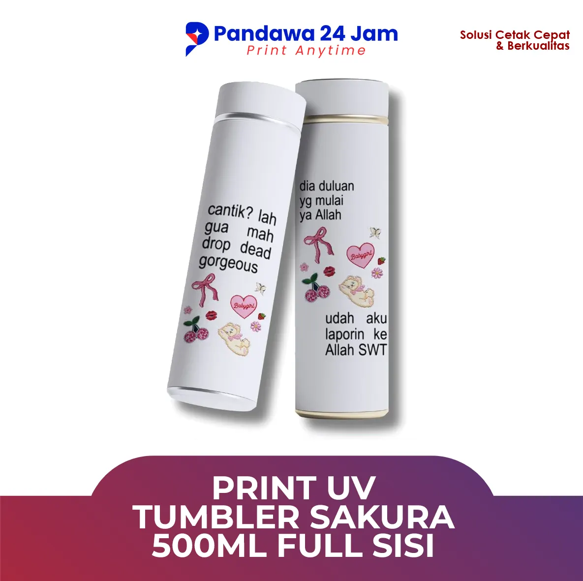 Print UV Tumbler Sakura 500ml Full Sisi