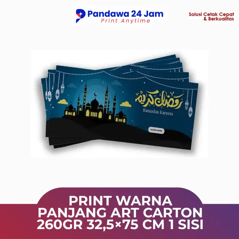 Print Warna Panjang Art Carton 260gr 32,5x75 cm 1 Sisi