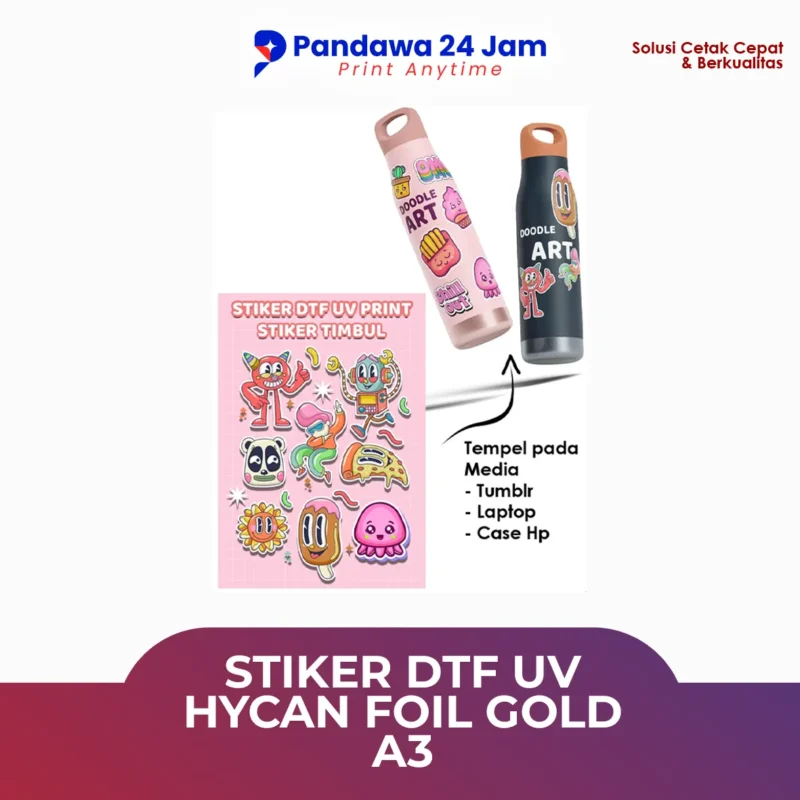 Stiker DTF UV Hycan Foil Gold A3
