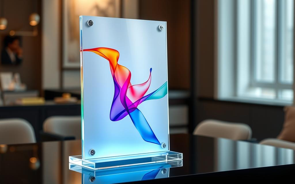 desain modern acrylic A4 stand desain modern acrylic A4 stand